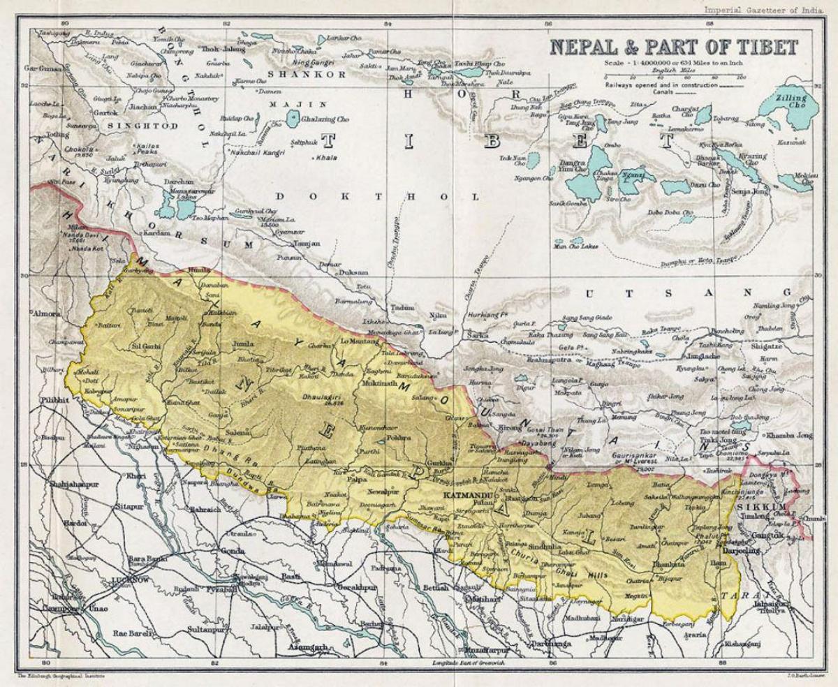 نيبال الخريطة القديمة