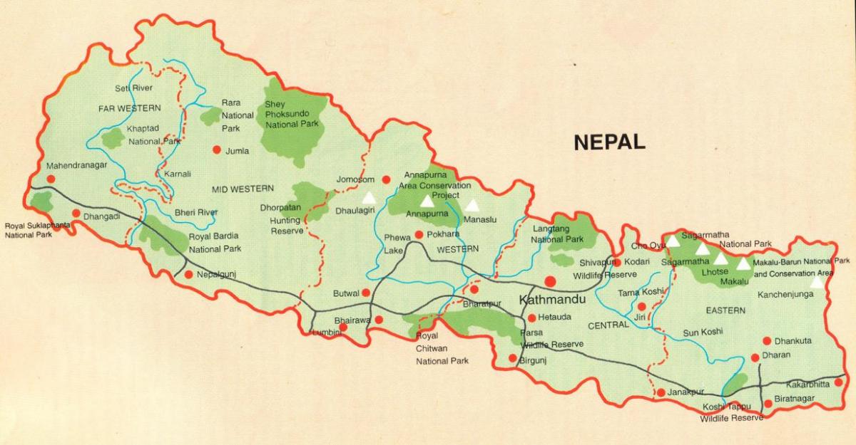 نيبال الخريطة السياحية مجانا