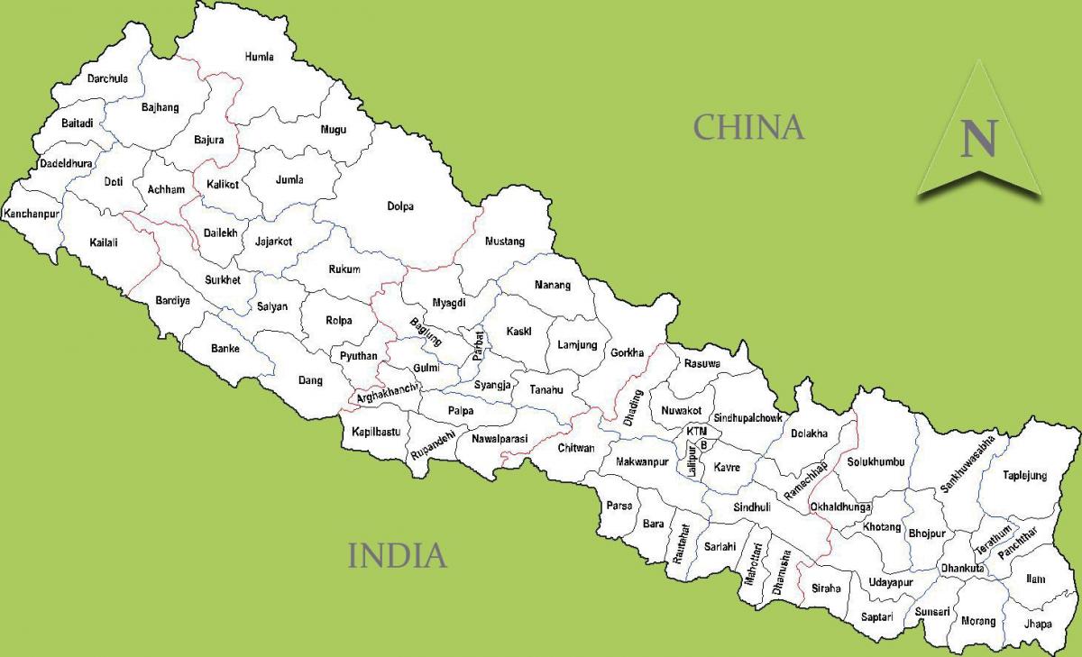 خريطة نيبال مع المدن