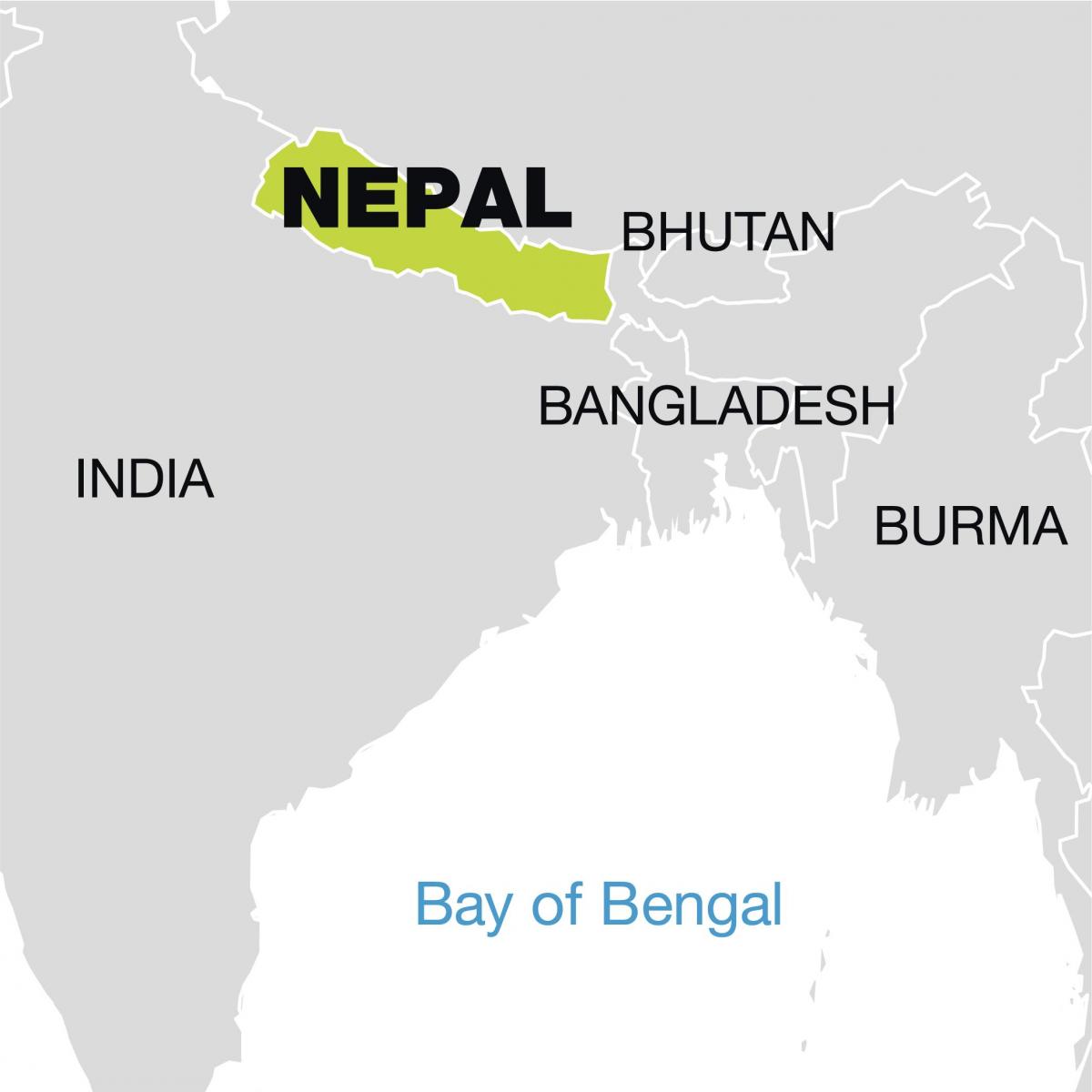خريطة العالم تظهر نيبال